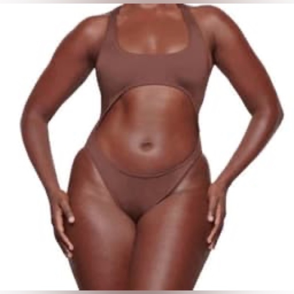 SKIMS Signature Swim: XL Brown Cutout Monokini Swimsuit (NWT)